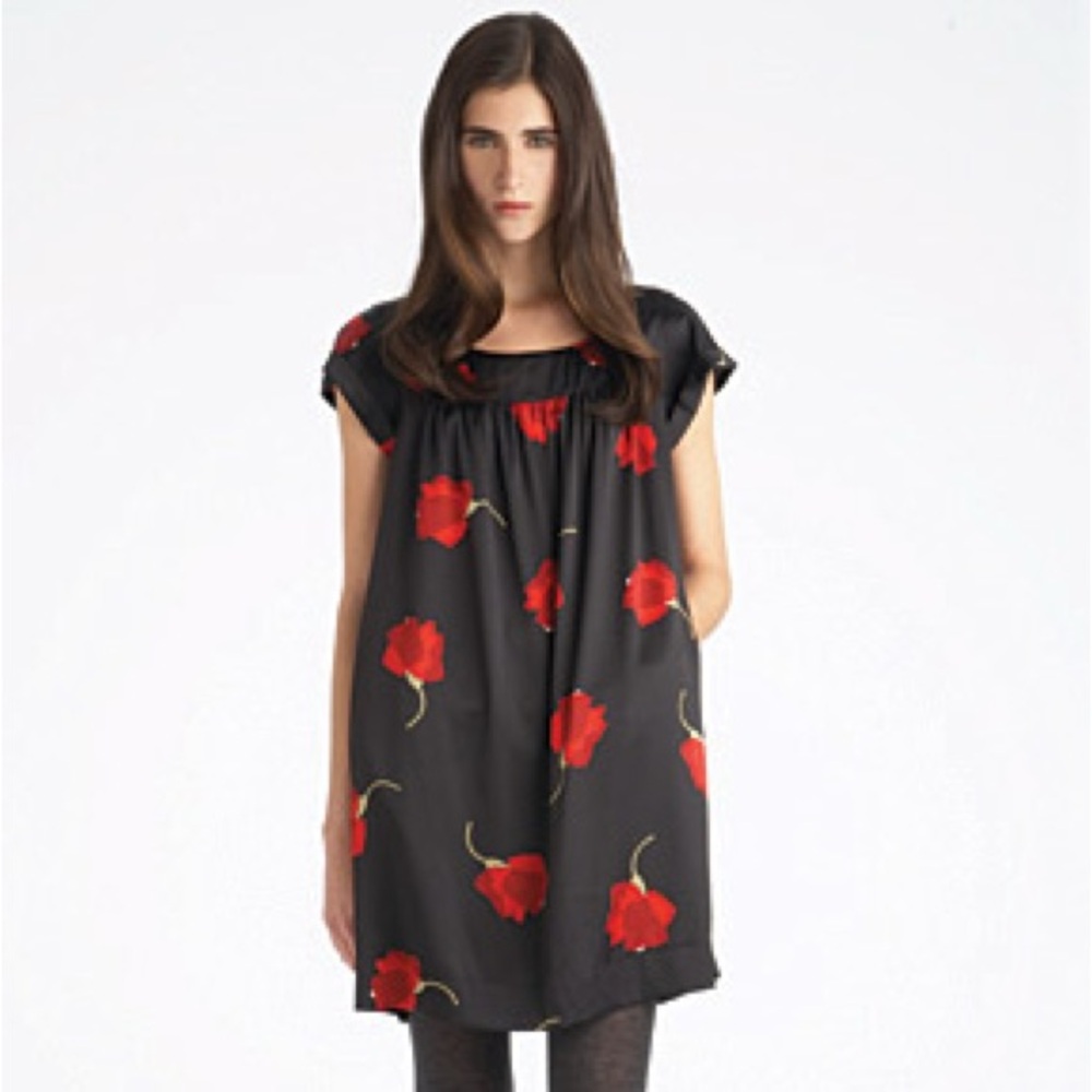 Vintage DKNY Donna Karan New York Silk Rose Floral Mini Dress Size 8 Medium